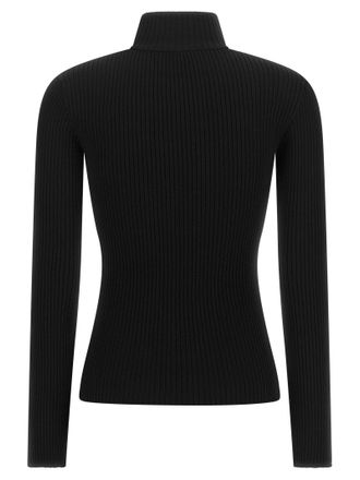 Courr&egrave;ges Ribbed Cut-Out Turtleneck Sweater - Black
