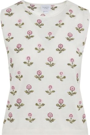 Giambattista Valli Ivory Rose Sleeveless Top