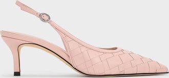 Charles & Keith Ivette Woven Pointed-Toe Slingback Pumps