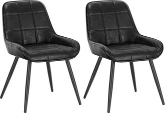 Woltu 2x Sillas De Comedor Silla Ergon&oacute;mica Con Respaldo Silla De Piel Sintetica En Estructura Metal Sillas Para Dormitorio Sal&oacute;n Comedor Y Cocina Negro - W