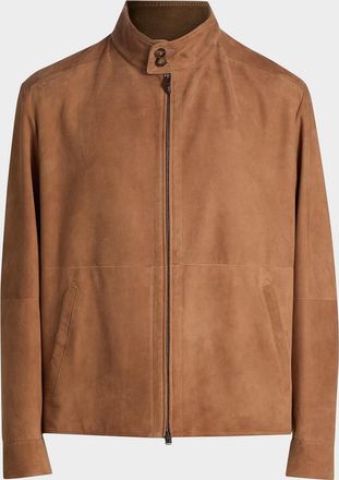 Canali Men & apos;s Suede Stand-Collar Bomber Jacket