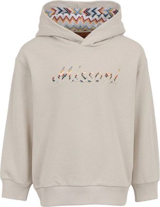 Missoni Kids Sweatshirts, male, Beige, 6 Y, Zigzag Logo Hoodie