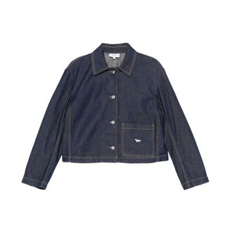 Maison Kitsuné Denim Jackets, female, Blue, M, Denim Cropped Jacket