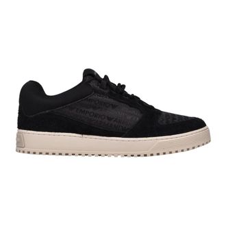 Emporio Armani Schoenen, Heren, Zwart, 43 EU, Leer, Sneaker