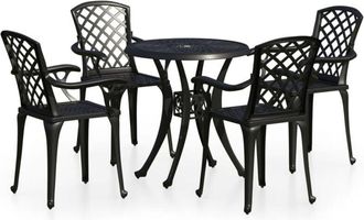 vidaXL Mesa Y Sillas De Bistr&oacute; 5 Piezas Aluminio Fundido Negro Vidaxl
