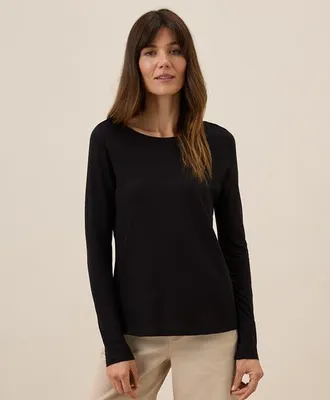 Pact Organic Cotton Featherweight Slub Long Sleeve Tee in Black at Nordstrom, Size Small