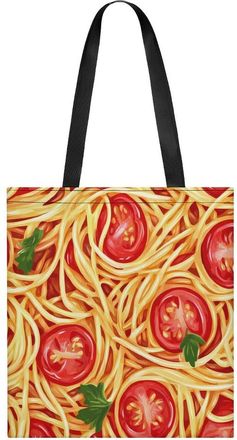 Generic Spaghetti Pasta Noodles T-omato Sauce Womens Tote Casual Shopping Bag Lightweight Shoulder Bags Hobos Handbag for Work Travel Daily 35x40cm