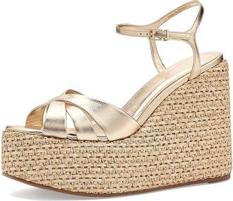 Schutz Keefa Wedge Womens Sandals Platinum : 10.5 M, Leather