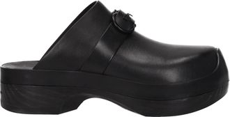 Ferragamo Nee Damess Leren zwarte slippers en klompen