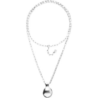 UNOde50 Long sterling silver-plated necklace with large dial at Nordstrom