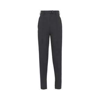 Prada Slim-fit Trousers, female, Gray, Size: XS Gray Wool High Waist Trousers
