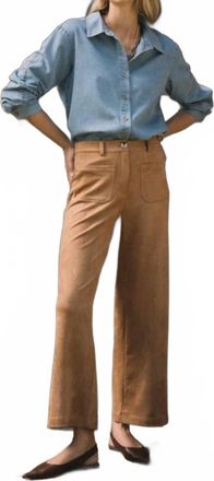 Skies Are Blue Clothing Faux Suede Wide Leg Pants In Dark Brown