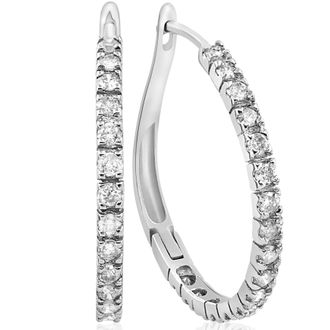 Pompeii3 1 Carat Diamond Hoops White Gold 3/4 Tall