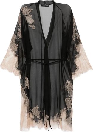 Carine Gilson Vestaglia in seta e pizzo Calais-Caudry - Nero
