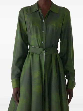Jason Wu Smudged Canvas belted twill dress - Green