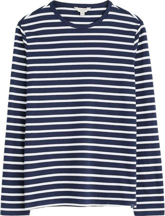 Seasalt Cornwall Sailor Stripe Long Sleeve T-Shirt in Breton Maritime Chalk at Nordstrom, Size Xx-Large