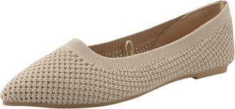 Generic Women Fly Woven Flat Shoes with Thickened Soft Sole for Everyday Casual Comfort and Fashionable Walking (Beige, 5.5)