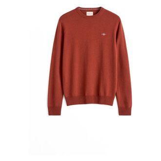GANT Lamswol trui met ronde hals - Heren - Truien - Oranje - Maat: XL Wol