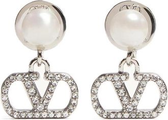 Valentino Garavani Silver VLogo Signature Drop Earrings