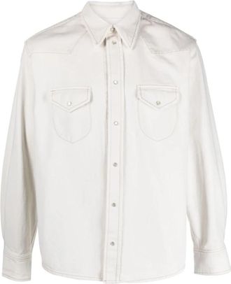 Bally Witte Denim Overhemd met Parelknoopjes - Dames - Overhemden - Wit - XS - Denim - Overhemden