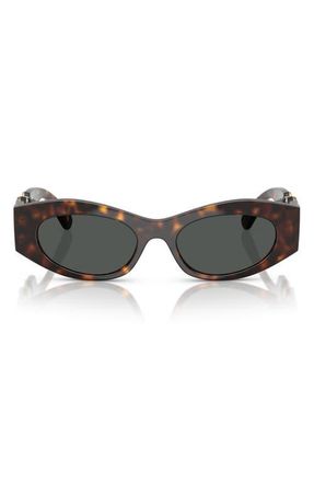 Versace 51mm Oval Sunglasses in Havana /Dark Grey at Nordstrom