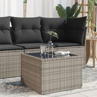 vidaXL Tavolo da Giardino Piano in Vetro Grigio 55x55x37 cm Polyrattan - Vidaxl