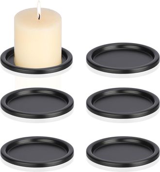 OEM Juego De 6 Portavelas Redondos De Hierro Para Velas Peque&ntilde;as - Para Bodas Y Cenas (negro)