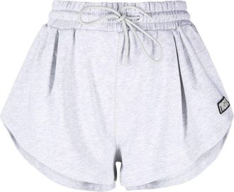 Msgm logo-patch drawstring cotton shorts - women - Cotton - M - Grey