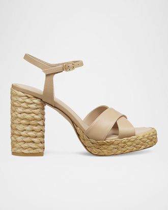 Stuart Weitzman Dayna Leather Crisscross Platform Sandals