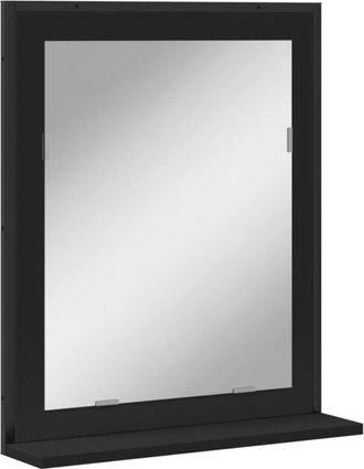 vidaXL Espejo De Ba&ntilde;o Con Estante Madera Ingenier&iacute;a Negro 50x12x60 Cm Vidaxl