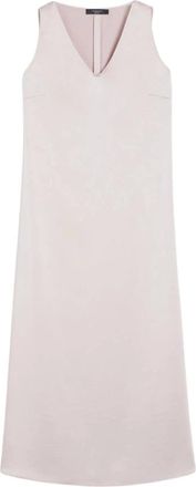 Max Mara Kleedjes, Dames, Roze, XS, Satijn, Satin V-Neck Roze Jurk Ottelia