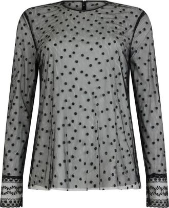 Alberta Ferretti Black Polka Dot Round Neck Top