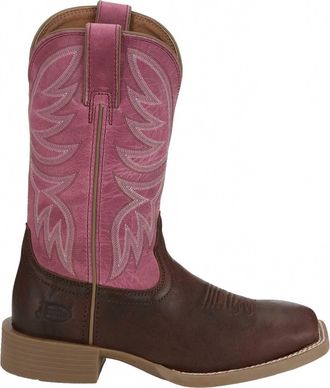 Justin Womens Buffalo Vamp Buffalo Top Cowgirl Boot - Medium In Brown Pink