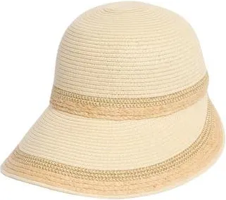 Calvin Klein Metallic Raffia Straw Reader Hat in Natural at Nordstrom Rack