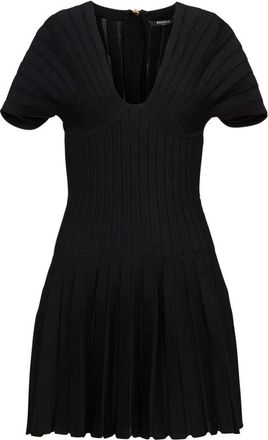Balmain Abito corto in maglia plissettato - - Dresses - Donna - Nero - M