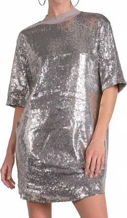 Elan Crewneck Shift Dress In Silver