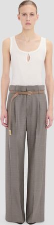 Victoria Beckham Pleated Waist Trouser In Nickel 10