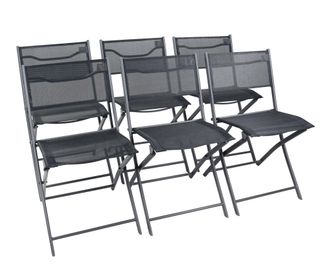 VCM Vcm - Set De 6 Sillas De Jard&iacute;n Silla Plegable Dimensiones Aprox. Al. 79 X An. 45 X P. 46 Cm Silla De Camping Muebles De Jard&iacute;n - Sumila (negro)