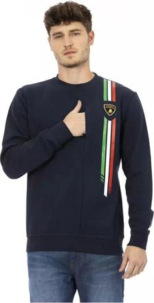 Automobili Lamborghini Automobili Lamborghini, Hoodies & sweatvesten, Heren, Blauw, L, Katoen, Crewneck Sweatshirt