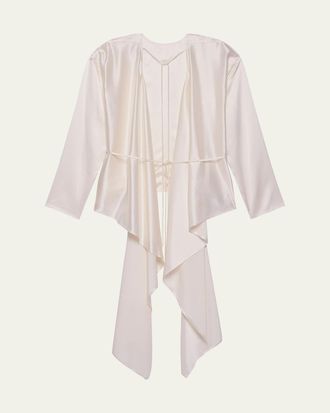 Helmut Lang Draped Silk Satin Scarf Top