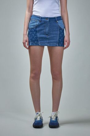 Marine Serre Regenerated Denim Mini Skirt