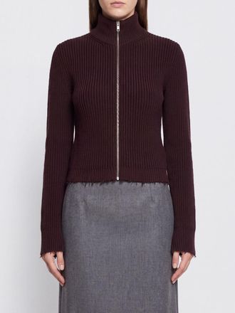 Maison Margiela Cardigan slim fit in cotone con collo a dolcevita e zip