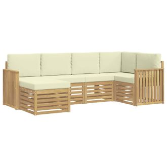 vidaXL Conjunto De Sof&aacute;s De Exterior 6 Pcs Blanco Y Crema Poli&eacute;ster Vidaxl