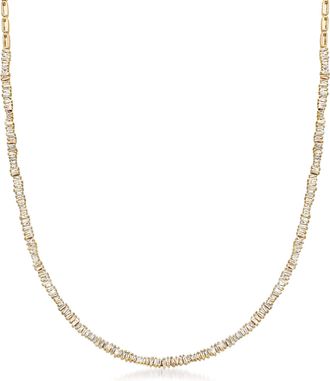 Ross-Simons Diamond Tapered Baguette Necklace in 14kt Yellow Gold