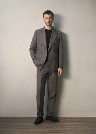 Mango Pantaloni completo flanella lana italiana slim-fit beige - Uomo - 46 - MANGO MAN