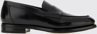 Santoni Smooth Calf Leather Penny Loafers with Saddle Strap