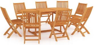 vidaXL Conjunto De Comedor De Jard&iacute;n 9 Piezas Madera Maciza De Teca Vidaxl