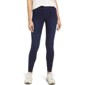 Hue Game Changing Seamless Denim Leggings in Dark Rinse Wash at Nordstrom, Size 3 X