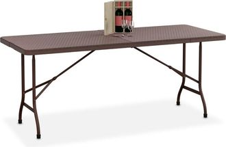 Relaxdays Relaxdays Garden Table, Foldable, HWD: 72 x 180 x 74 cm, Plastic, Steel, Weatherproof, Fits 8 People, Camping, Brown