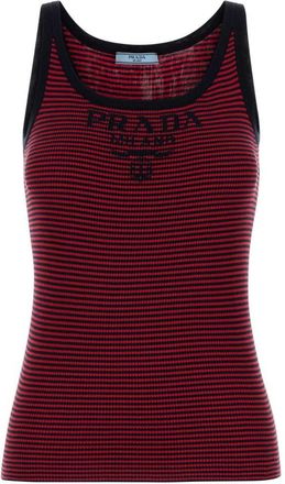 Prada Red Stripes Scoop Neck Top